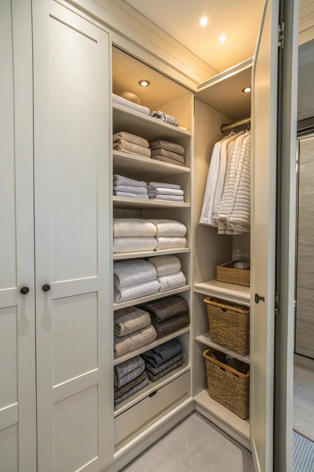 Slide-out shelves provide easy access to hard-to-reach items.