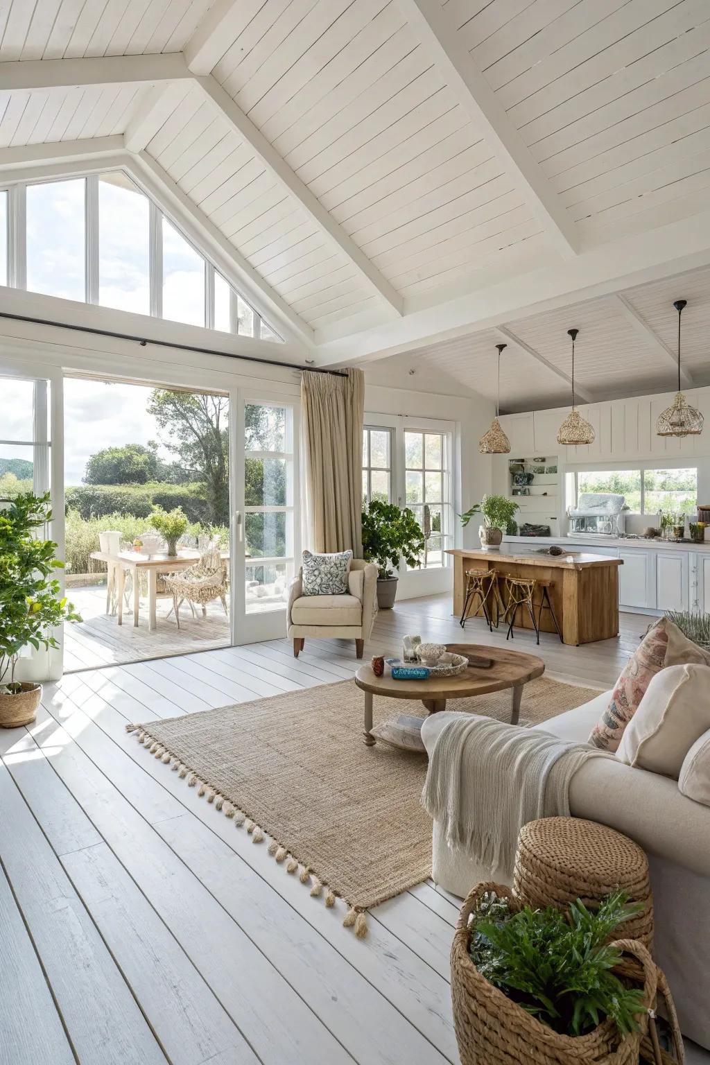 Open areas feel spacious and unified featuring bright hardwood flooring.