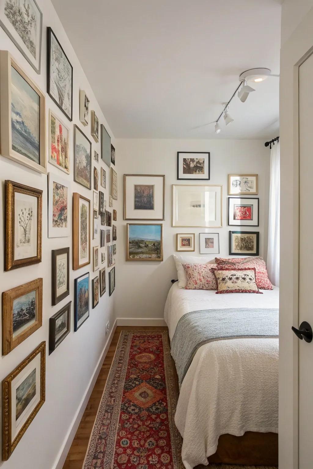 A gallery wall introduces character and visual interest.