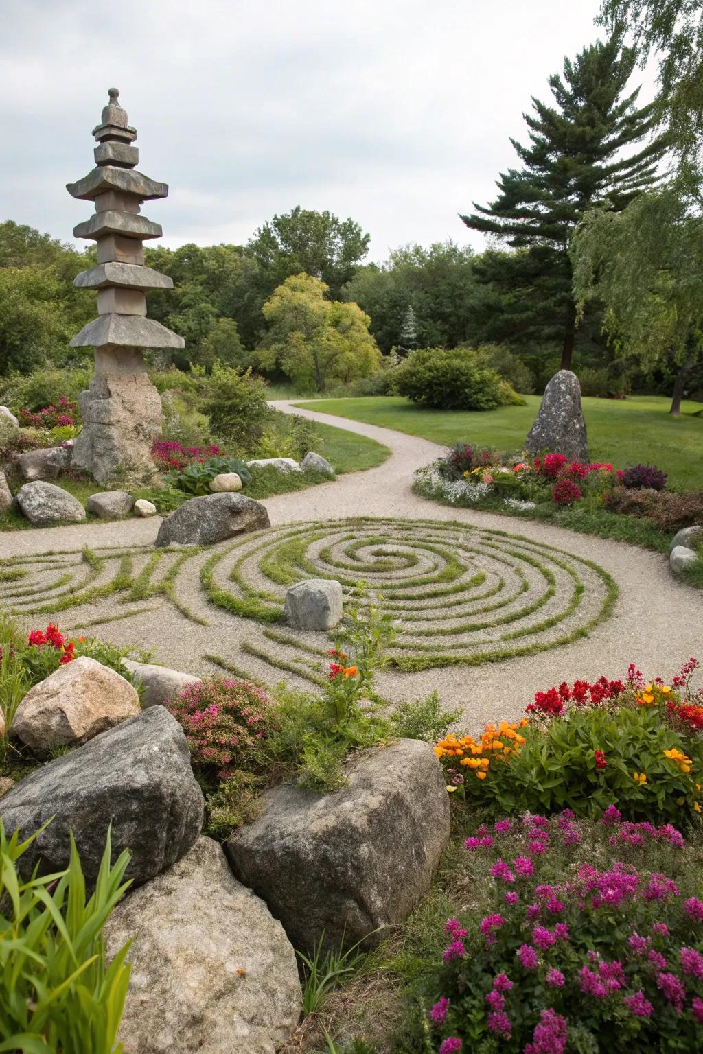 Artistic stone patterns add a distinctive flair.