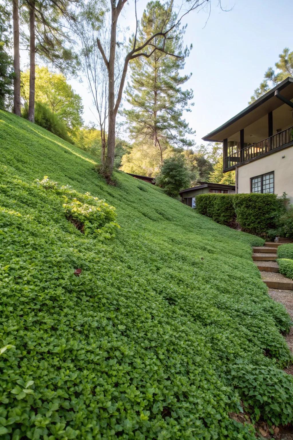 Groundcover plants offer an effortless way to manage slopes.