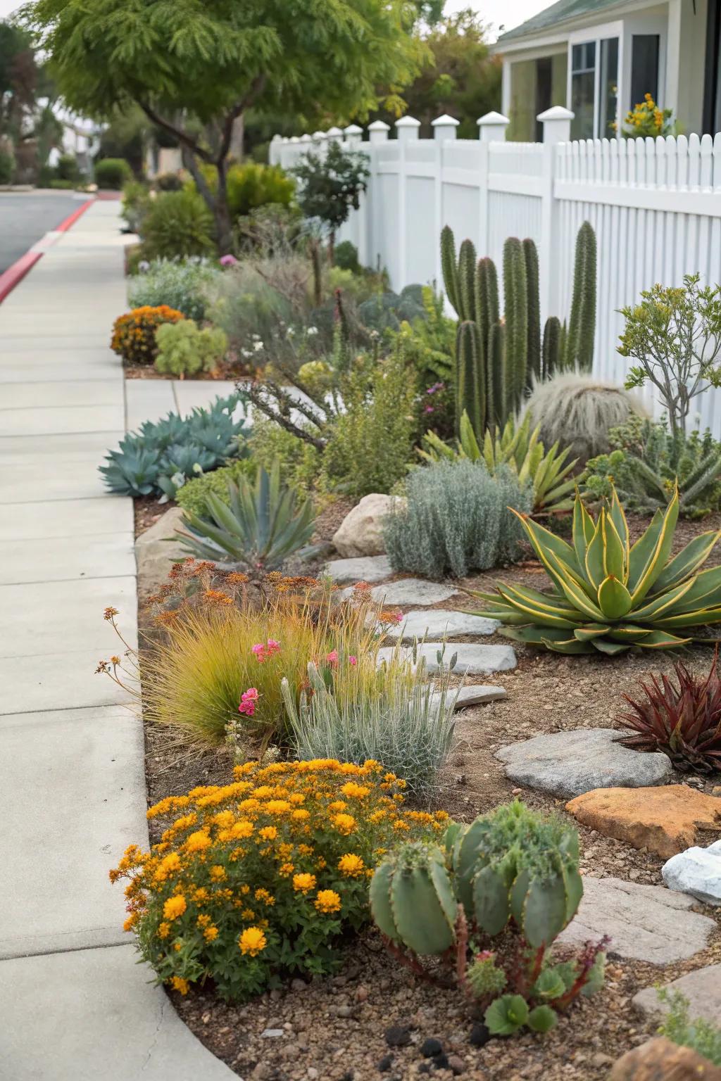 A mixture of feels and colors creates an engaging and lively xeriscape.