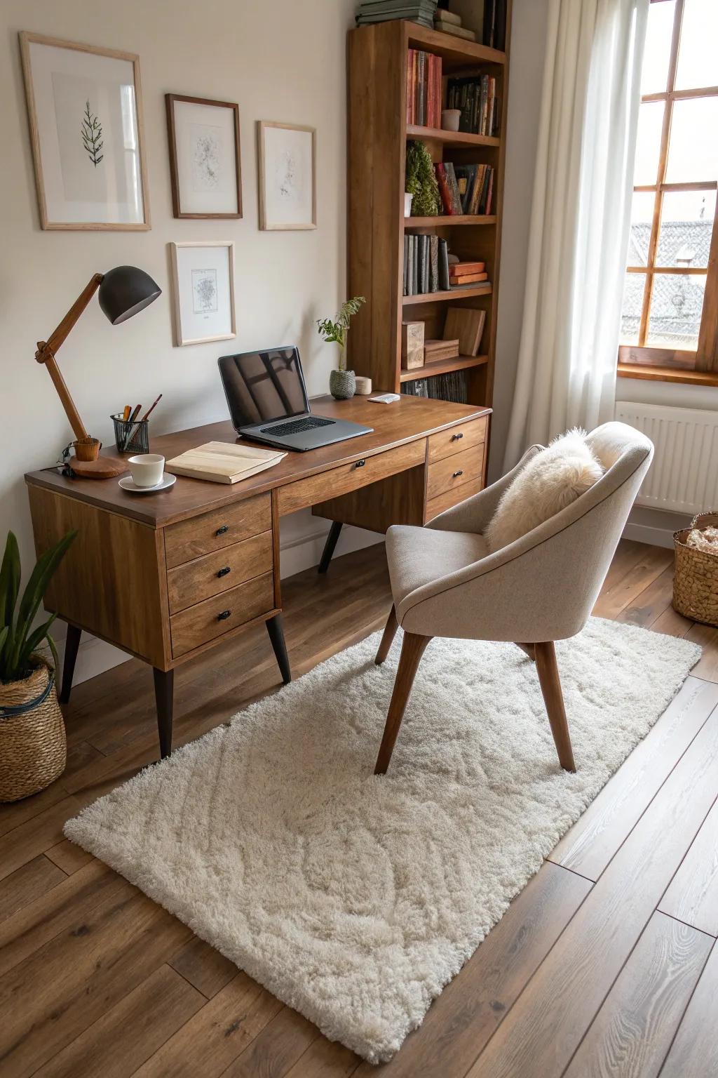 A modern home office showcasing textured comparison.