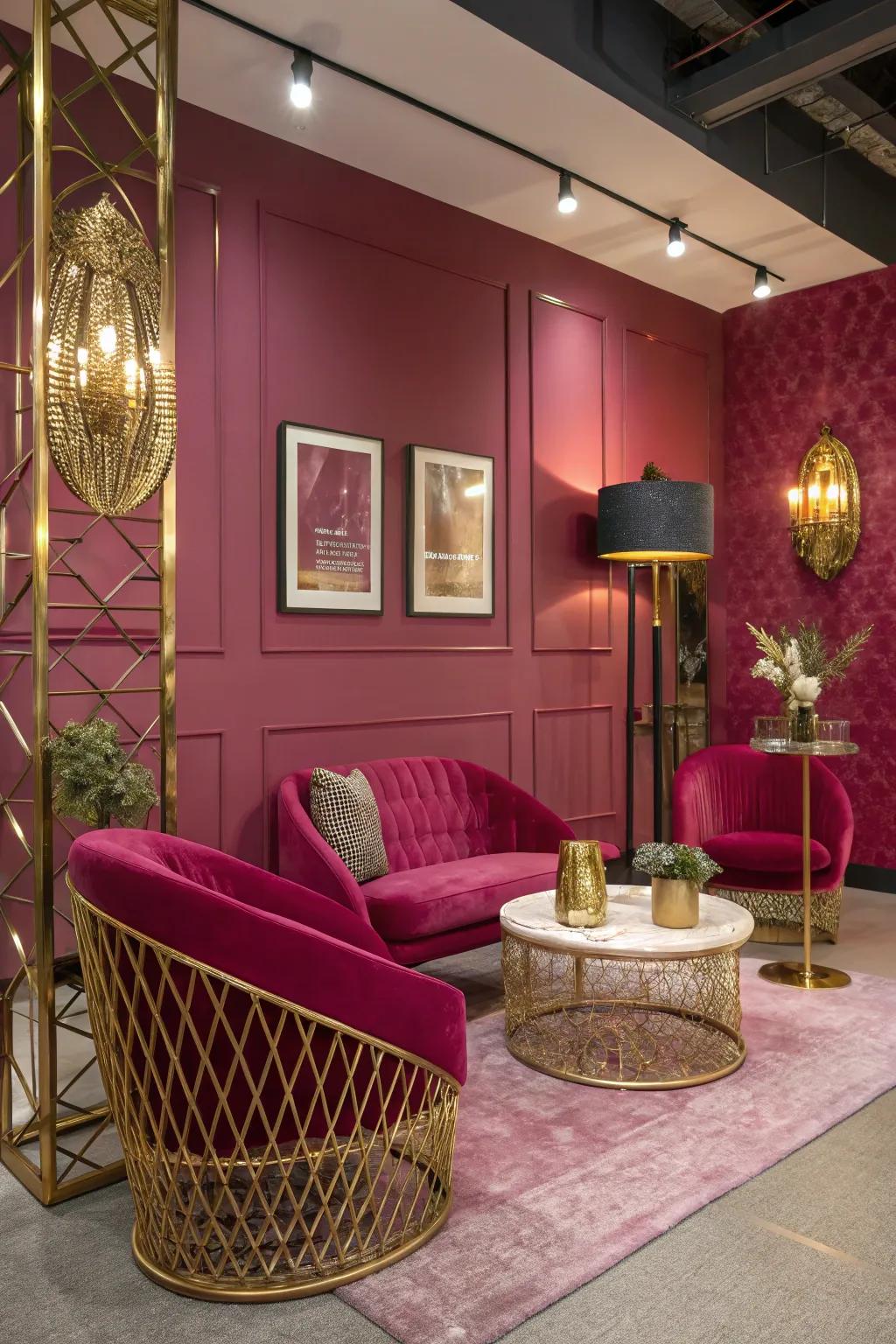 Rose and metallics combine for a stylish and glamorous room aesthetic.