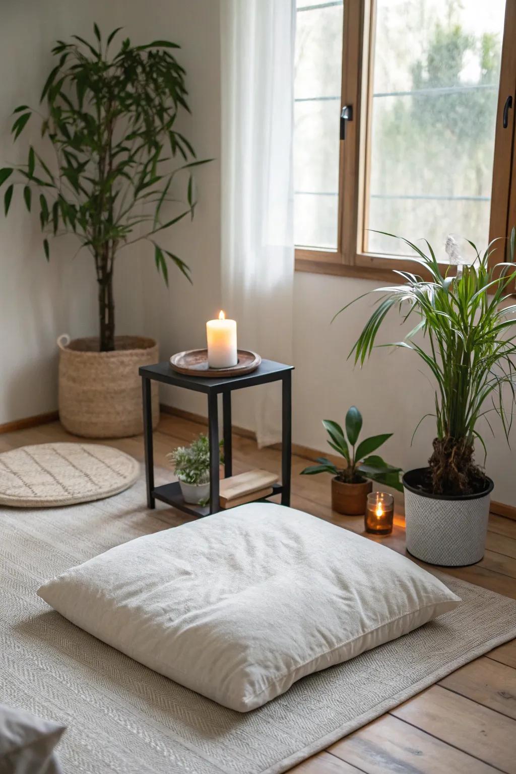 Embrace simplicity for a clutter-free meditation environment.
