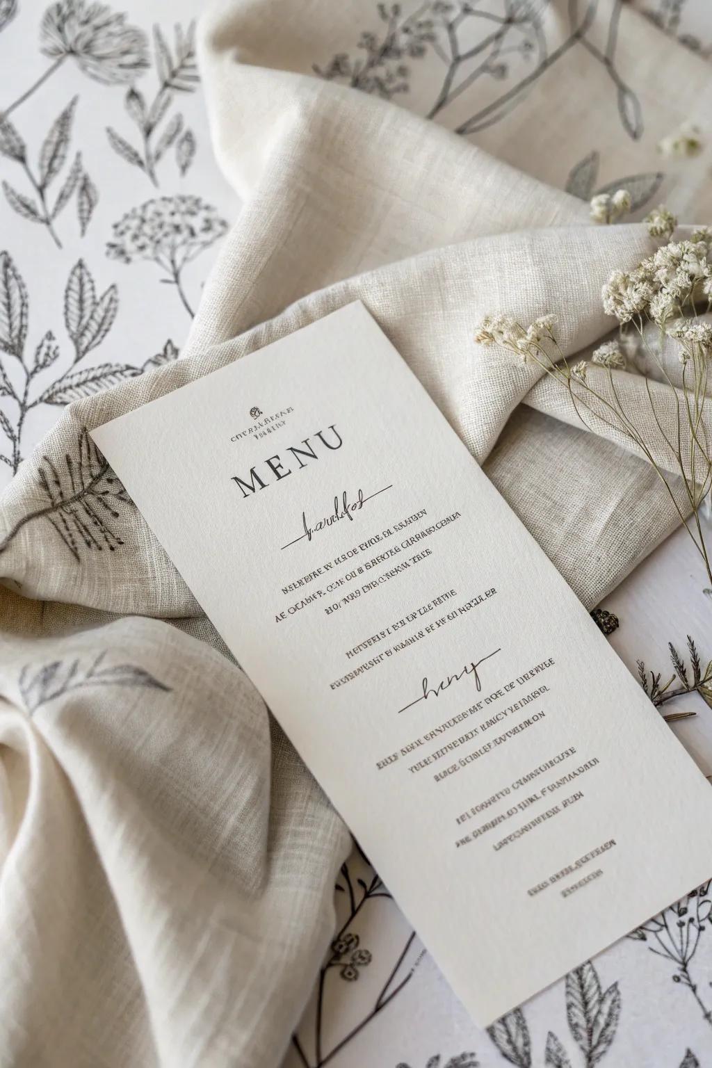 Delicate patterns offer an understated sophistication to your menu.