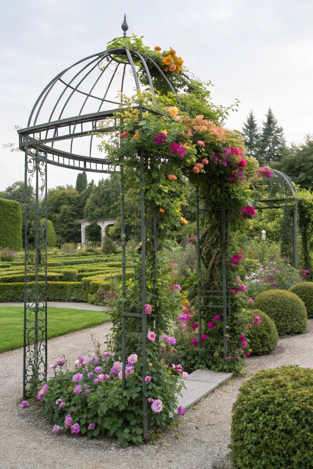 Metal trellises offer support and elegance.