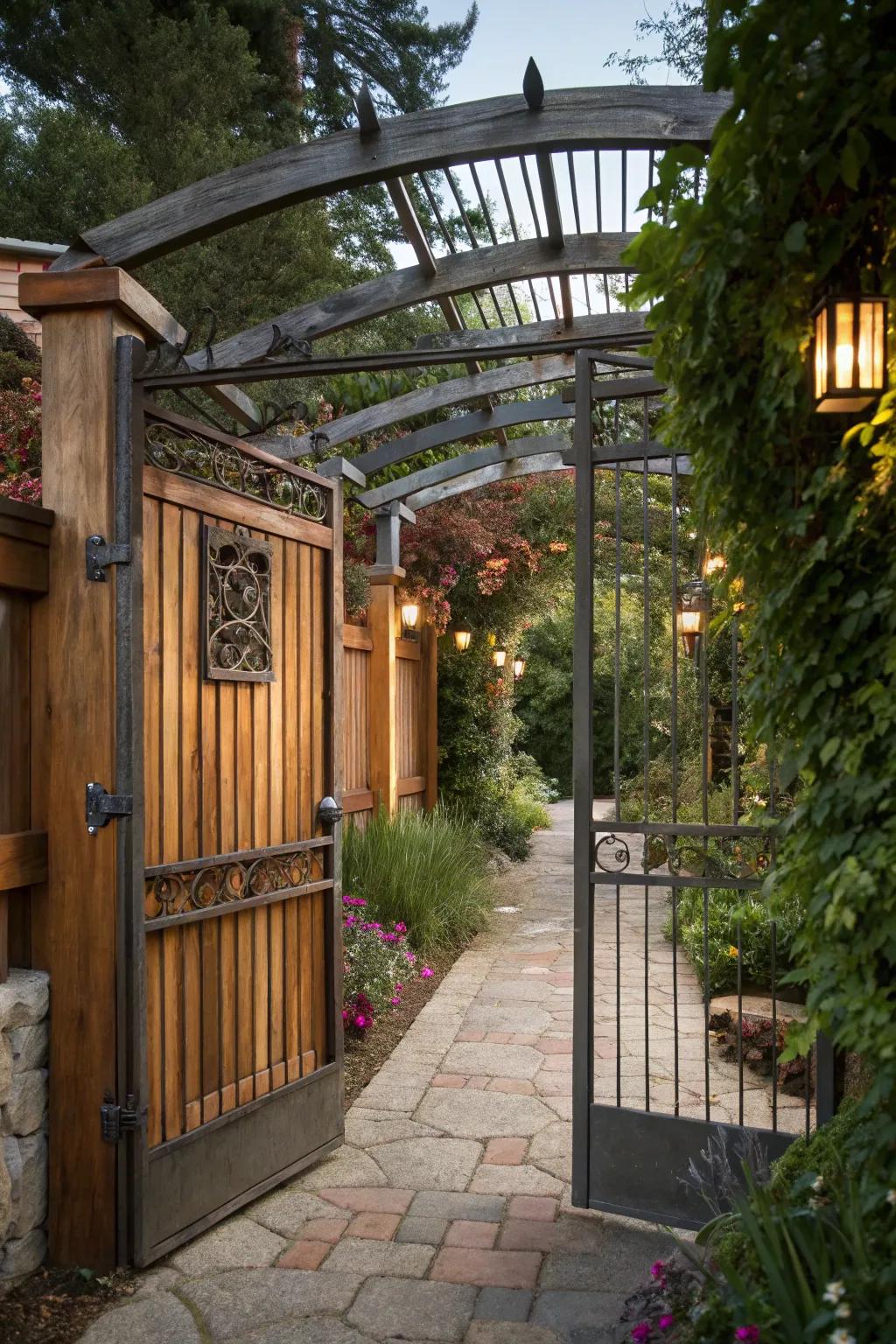 The fusion of metal and wood cultivates a warm, inviting aesthetic.