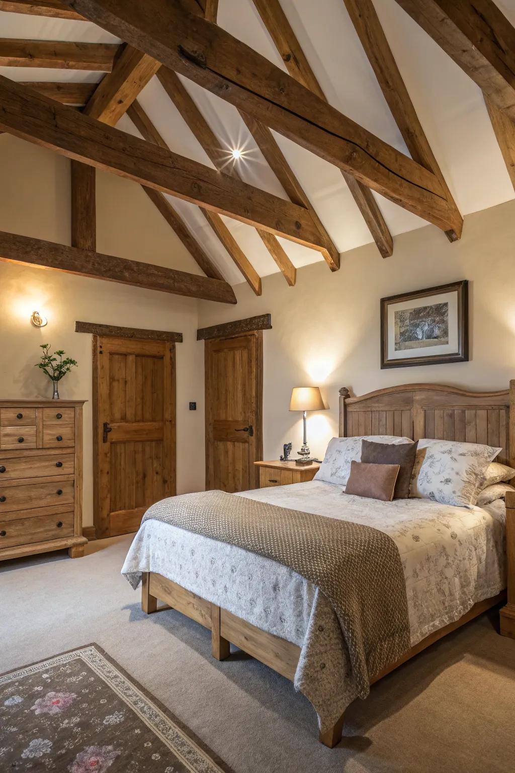 Structural details enhance the mixed wood theme.