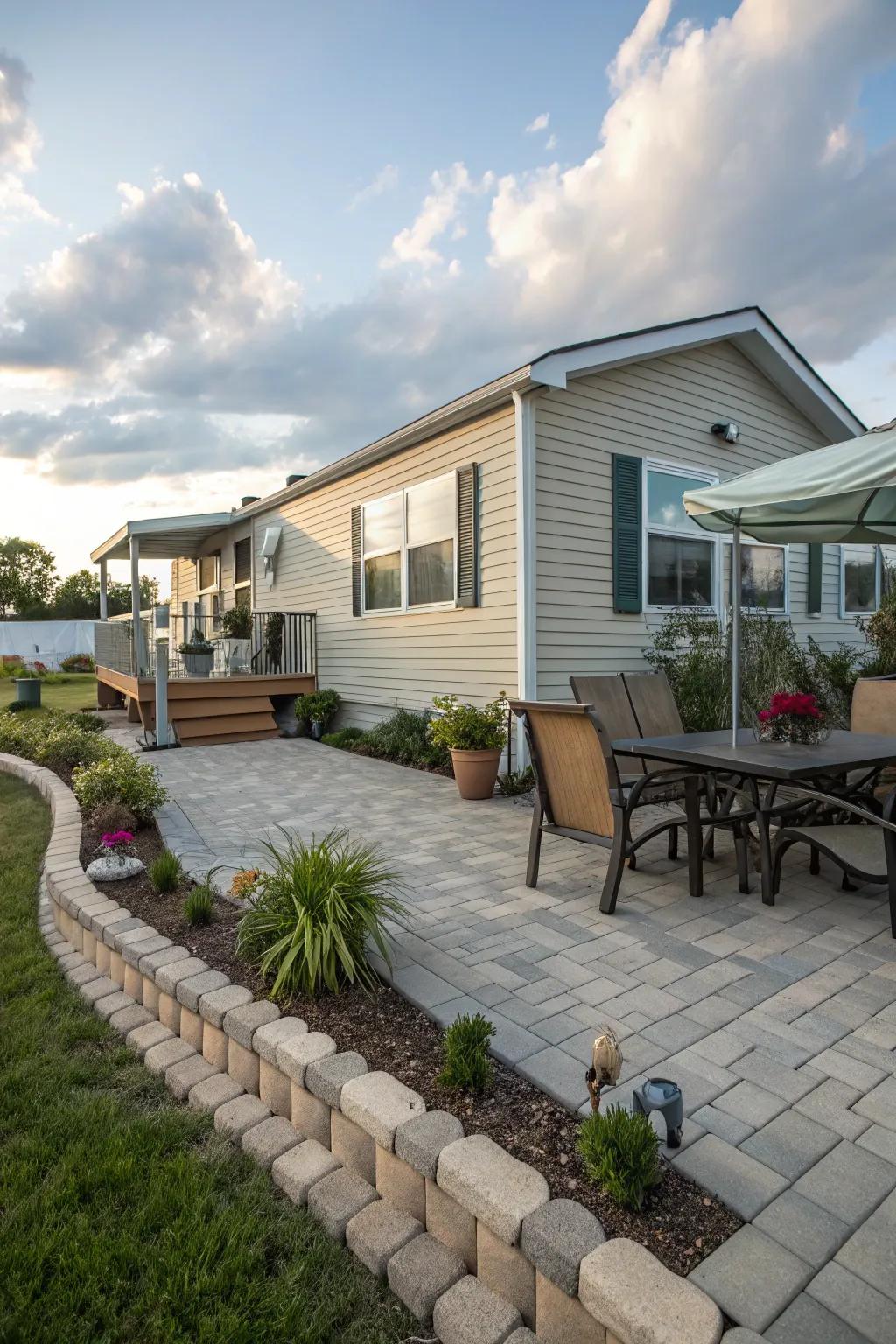 An inviting paver patio that&rsquo;s great for relaxing and entertaining outdoors.