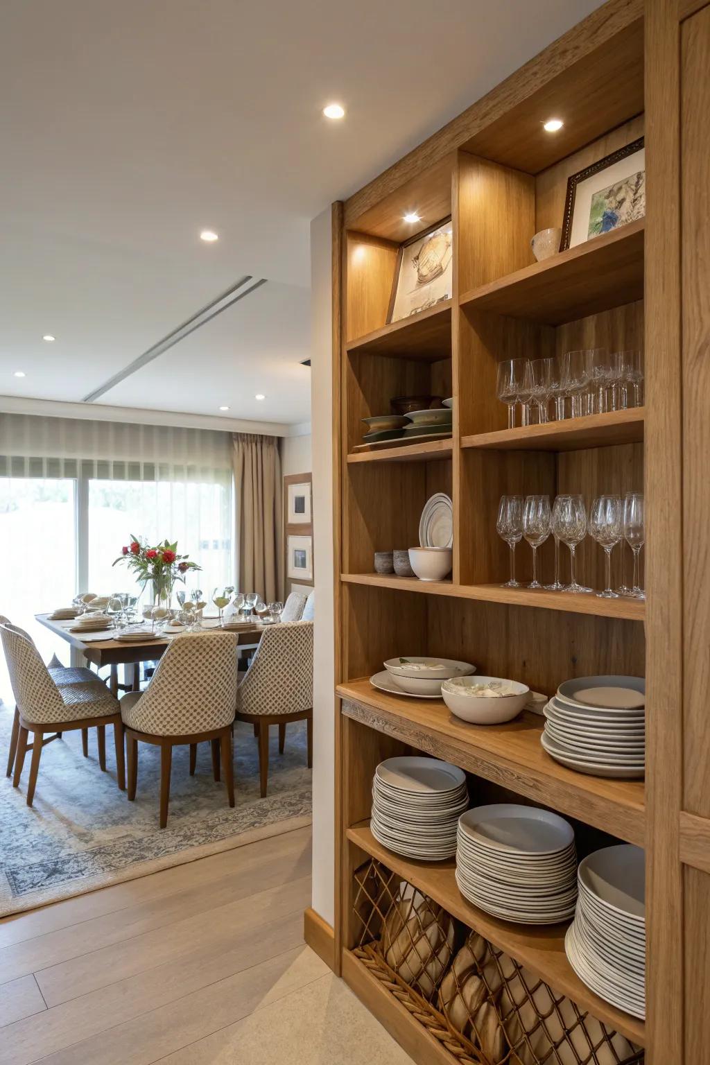 Efficient storage options keep your dining space clutter-free.