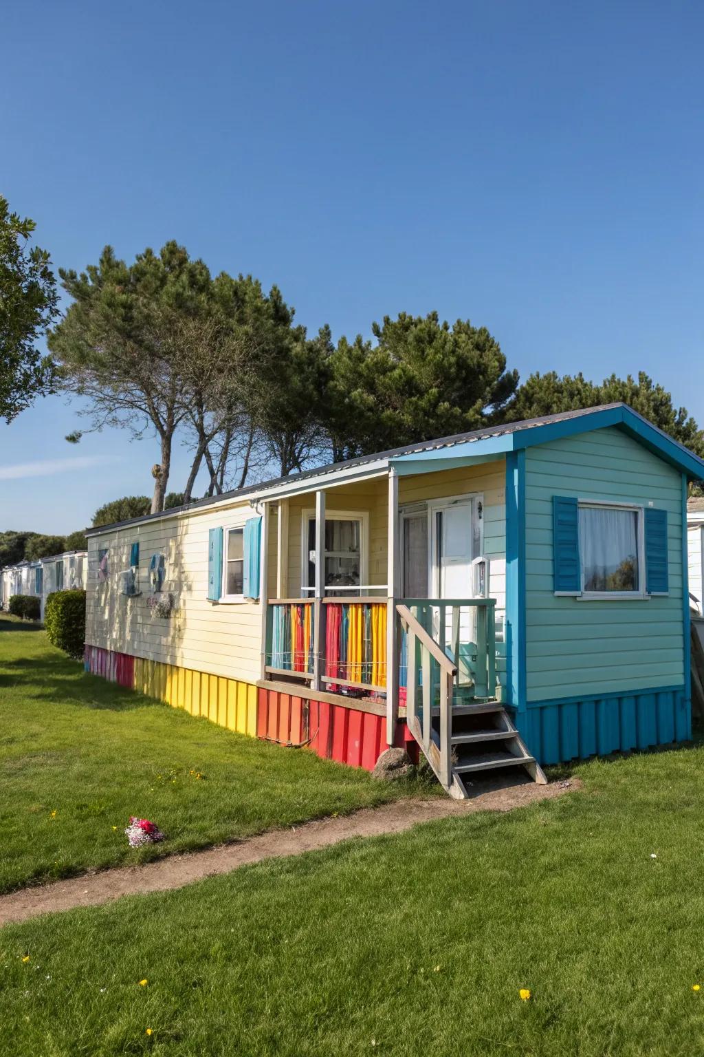 Colored timber skirting adds personality and vibrancy to your mobile home.