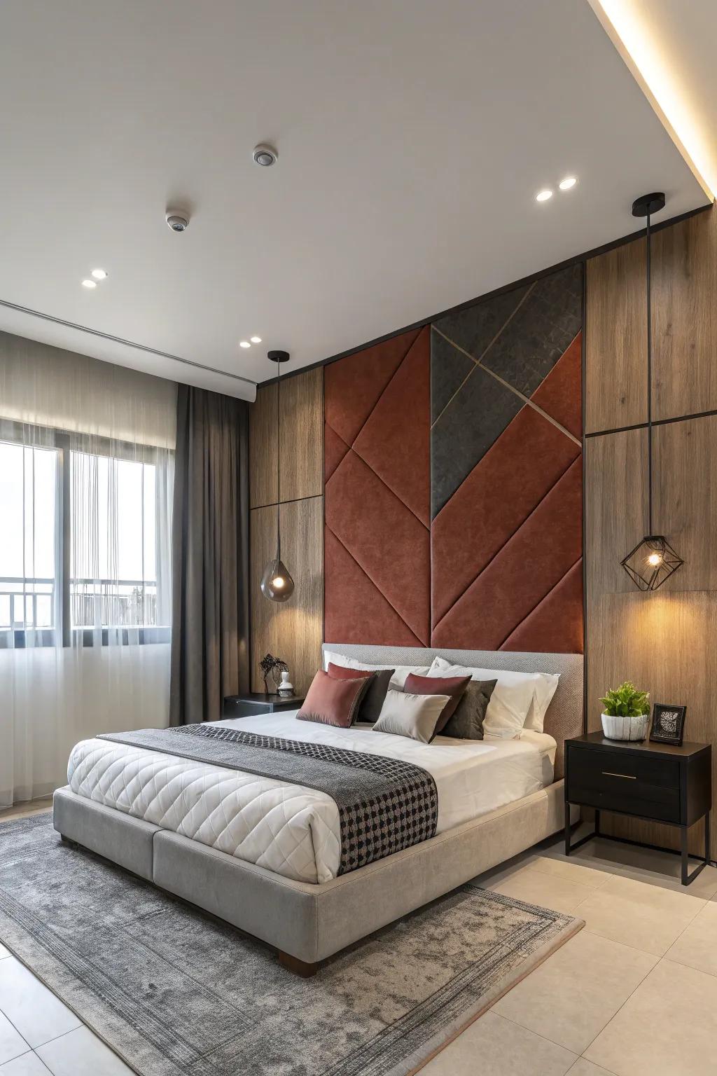 An accent wall behind the bed can become a show-stopping focal point.