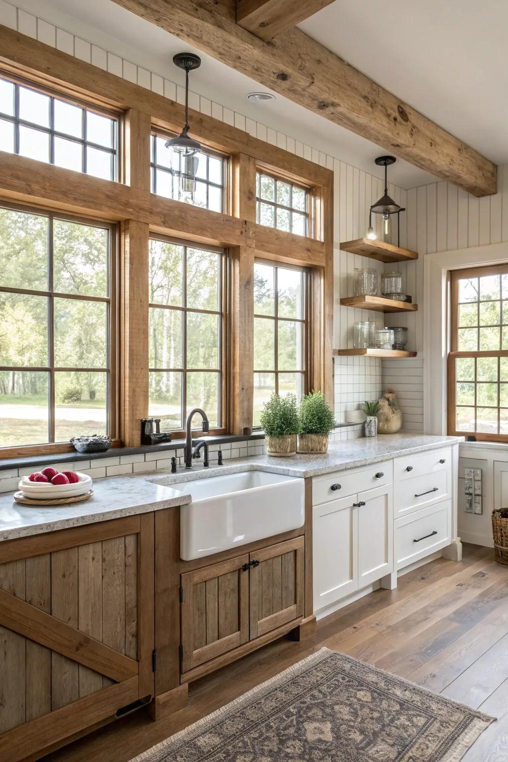 Smooth coordination of window trim in room design.