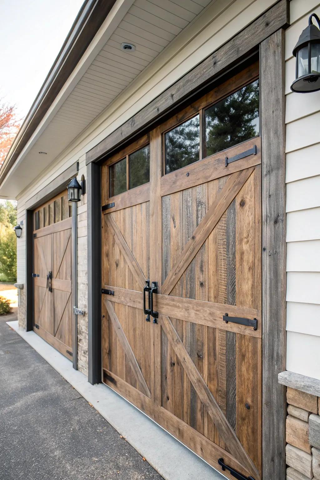 Classic elements meet modern design in this garage door.