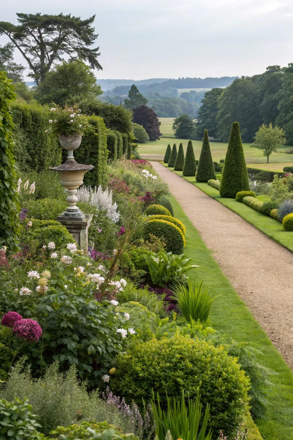 Strategically positioned flora enhances the charm of a modern garden.