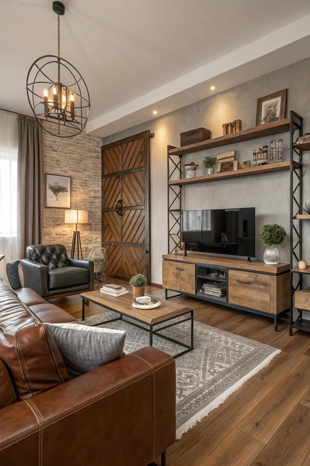 Mixing materials creates visual interest and comfort.