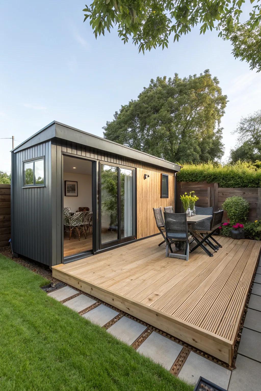 A deck extension that enhances outdoor living space.