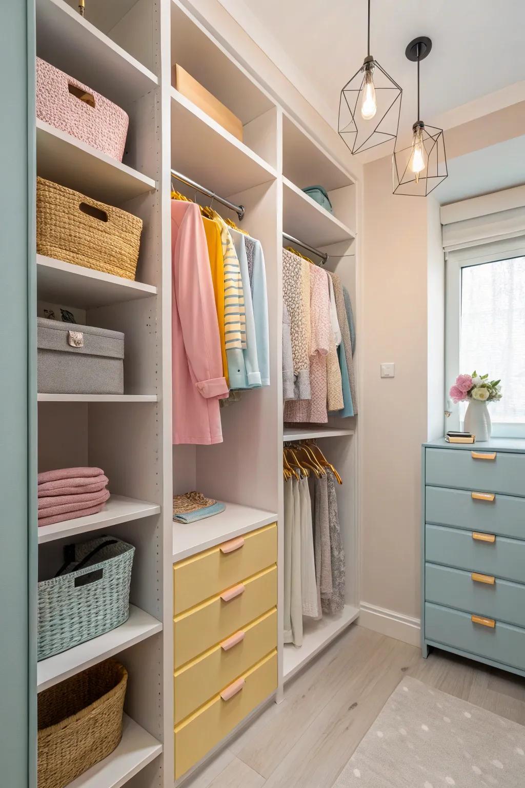 Light colors create an airy and spacious feel.