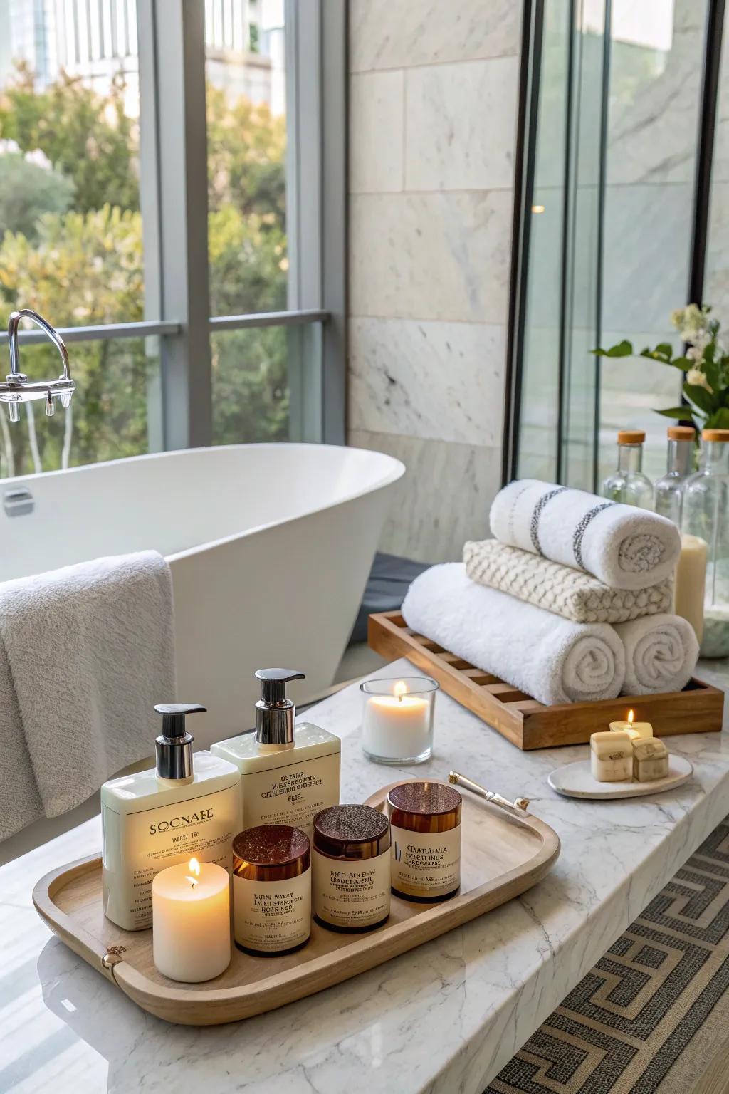 A luxury spa set creating a tranquil atmosphere at home.