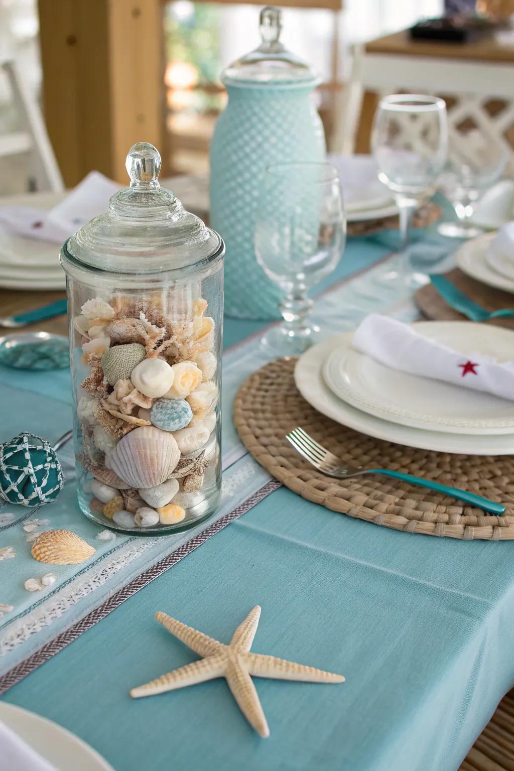 Seashells make for beautiful and natural nautical decor.