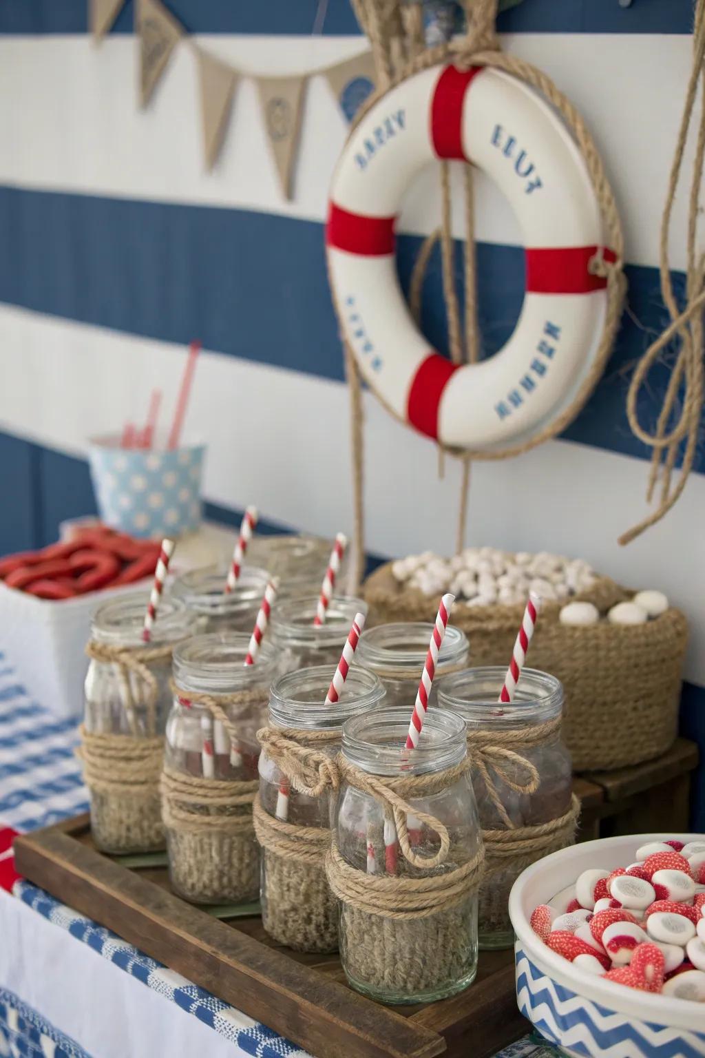 Keep guests hydrated with a themed drink station.