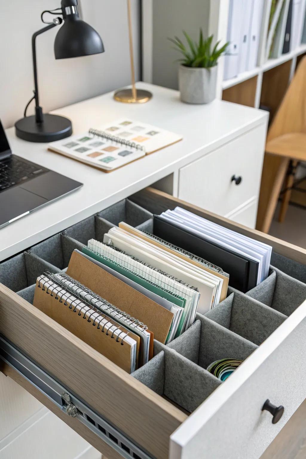 Upright sorting retains your documents upright and easily reachable.