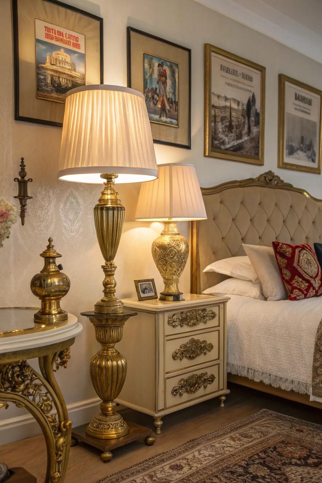 Gilded details provide a touch of luxury.