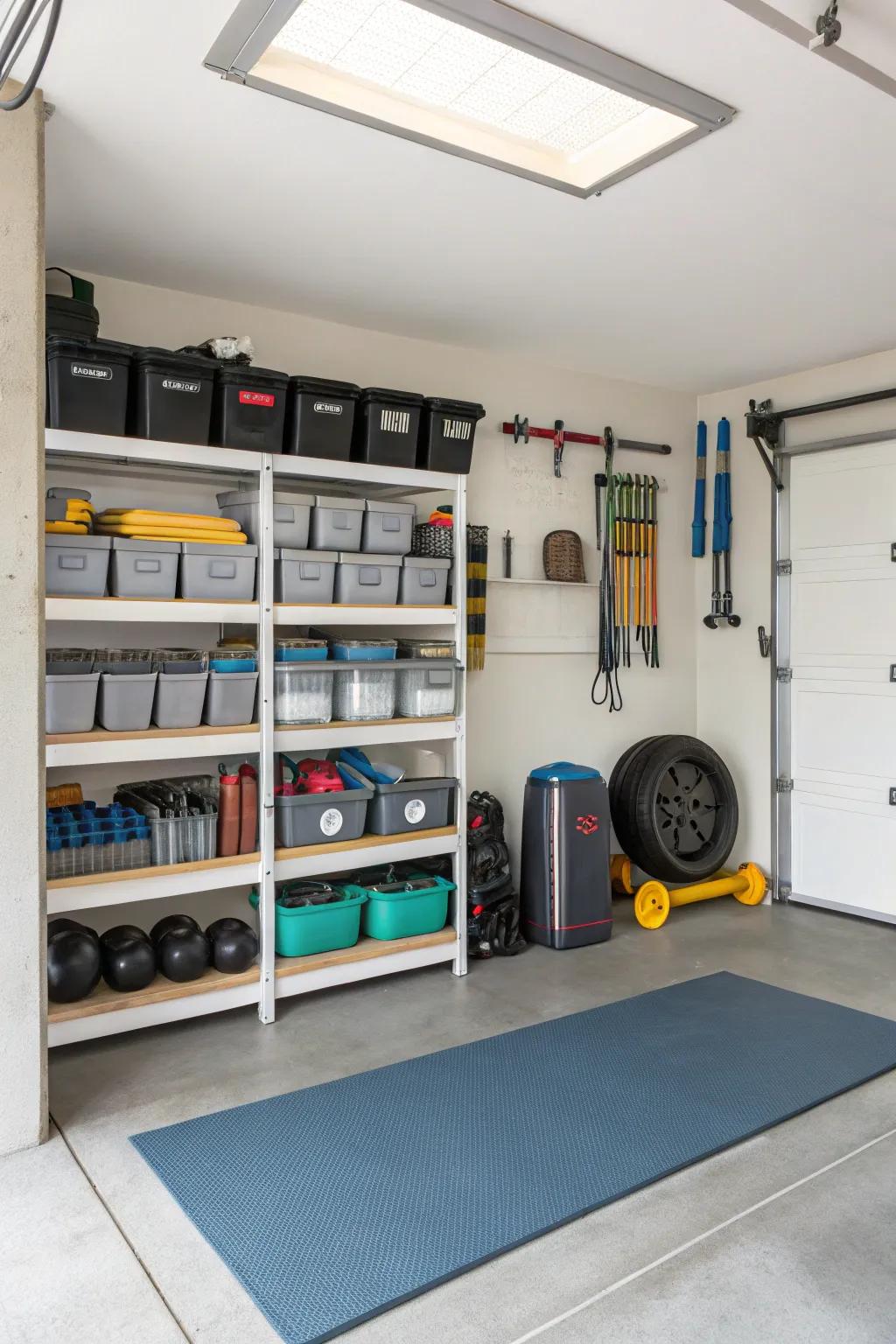 Defined zones help keep a garage organized and useful.