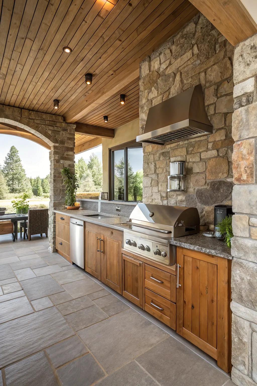 A combination of materials adds texture and depth to the kitchen.