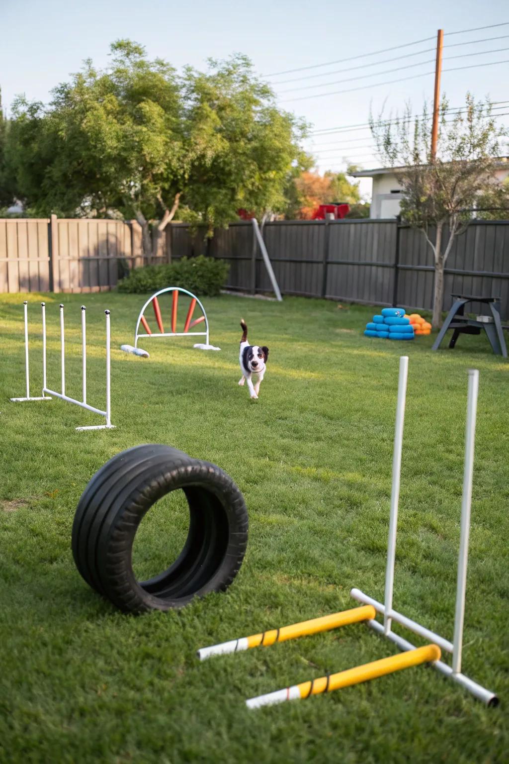 Keep your dog active with an engaging agility course.