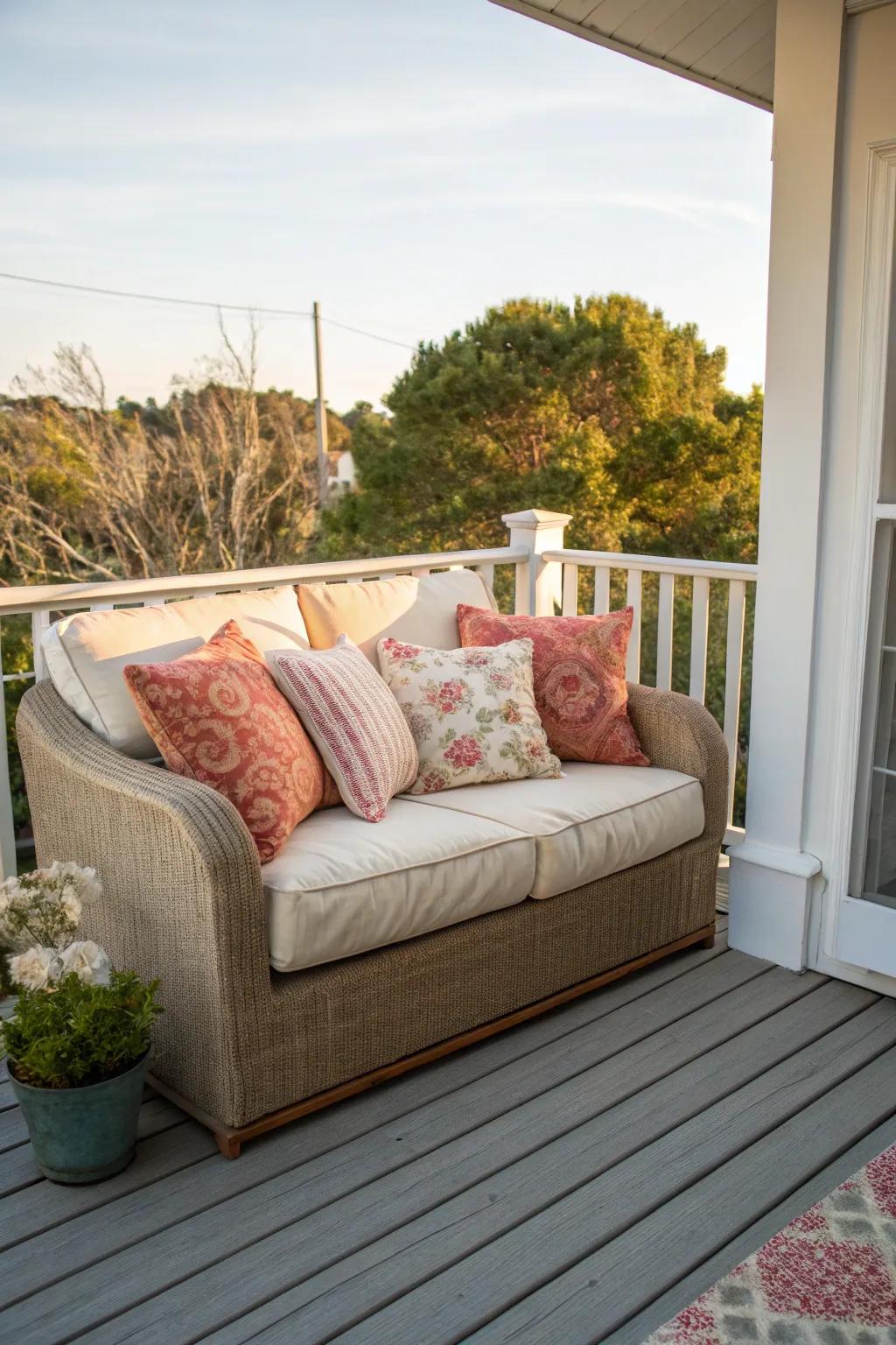 A loveseat provides comfort without taking up too much room.