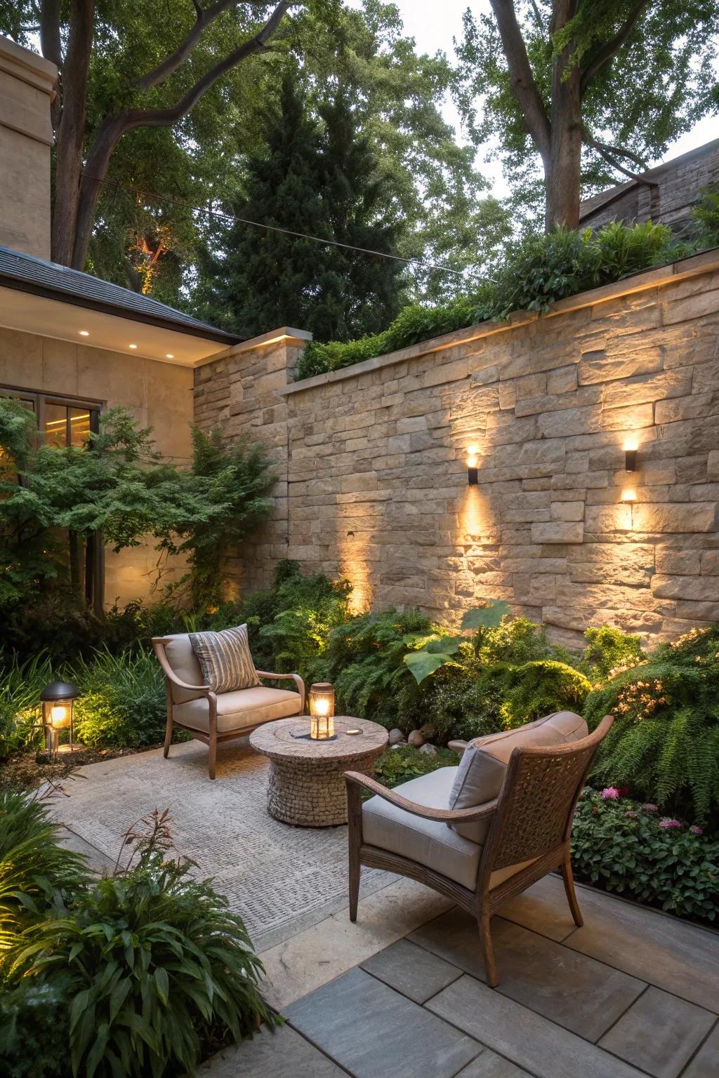 Natural stone accents add texture and durability to your outdoor man cave.