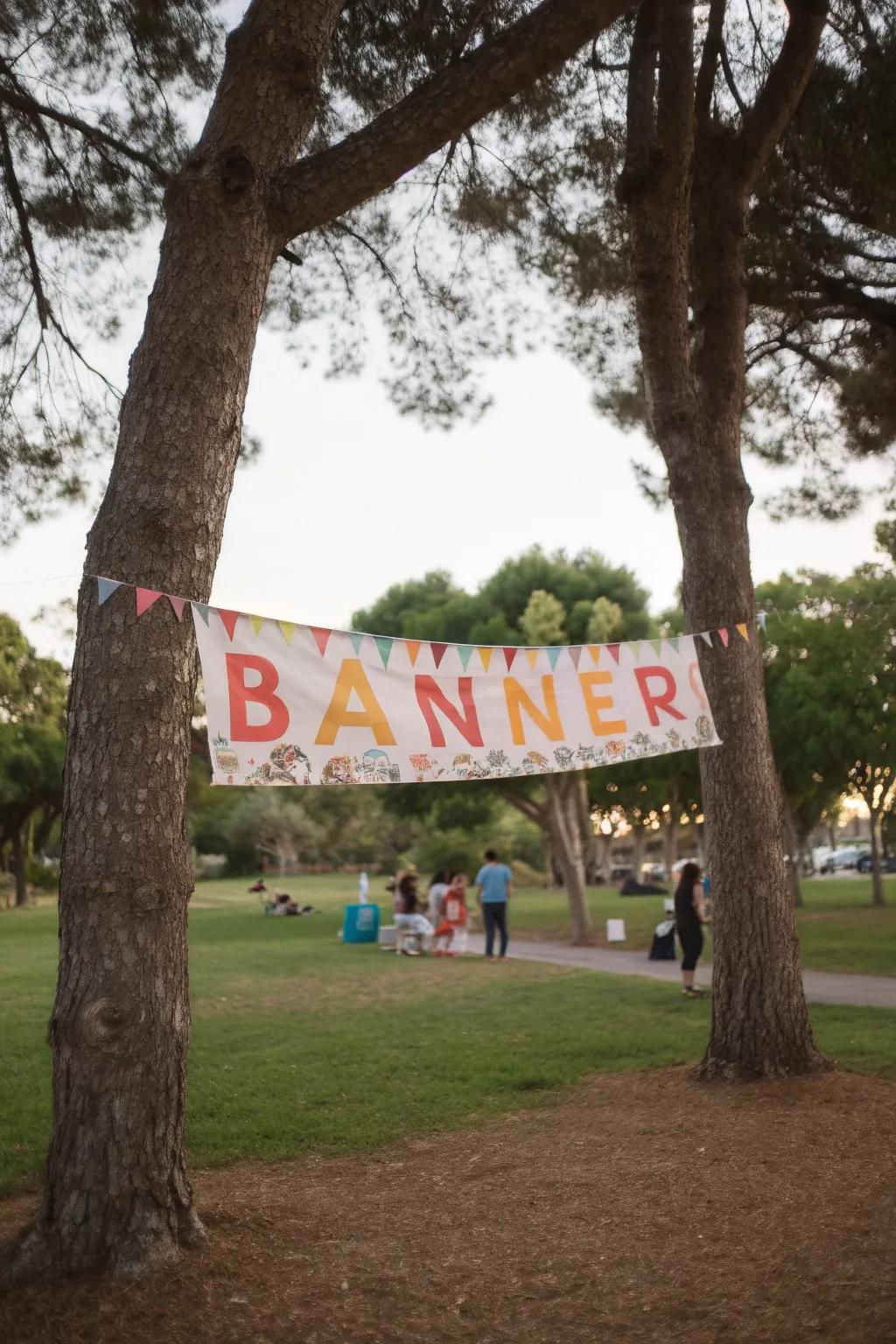 Personalized banners add a cheerful touch to park celebrations.