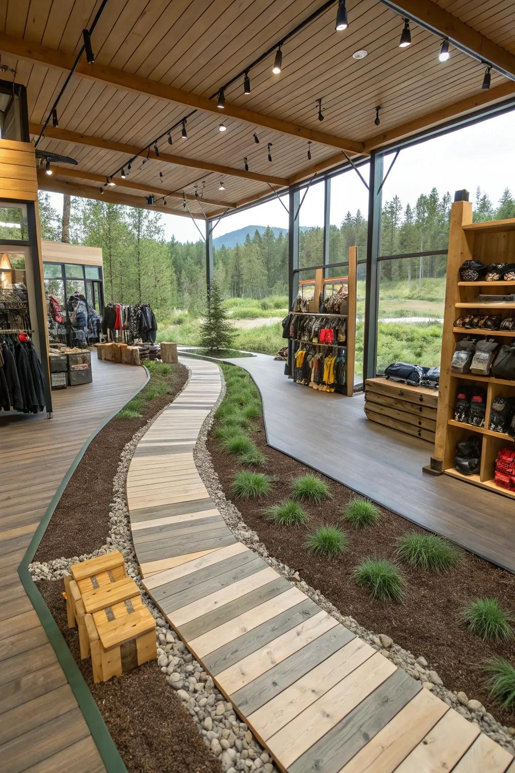 Structured layouts mirroring nature trails for smooth customer flow.