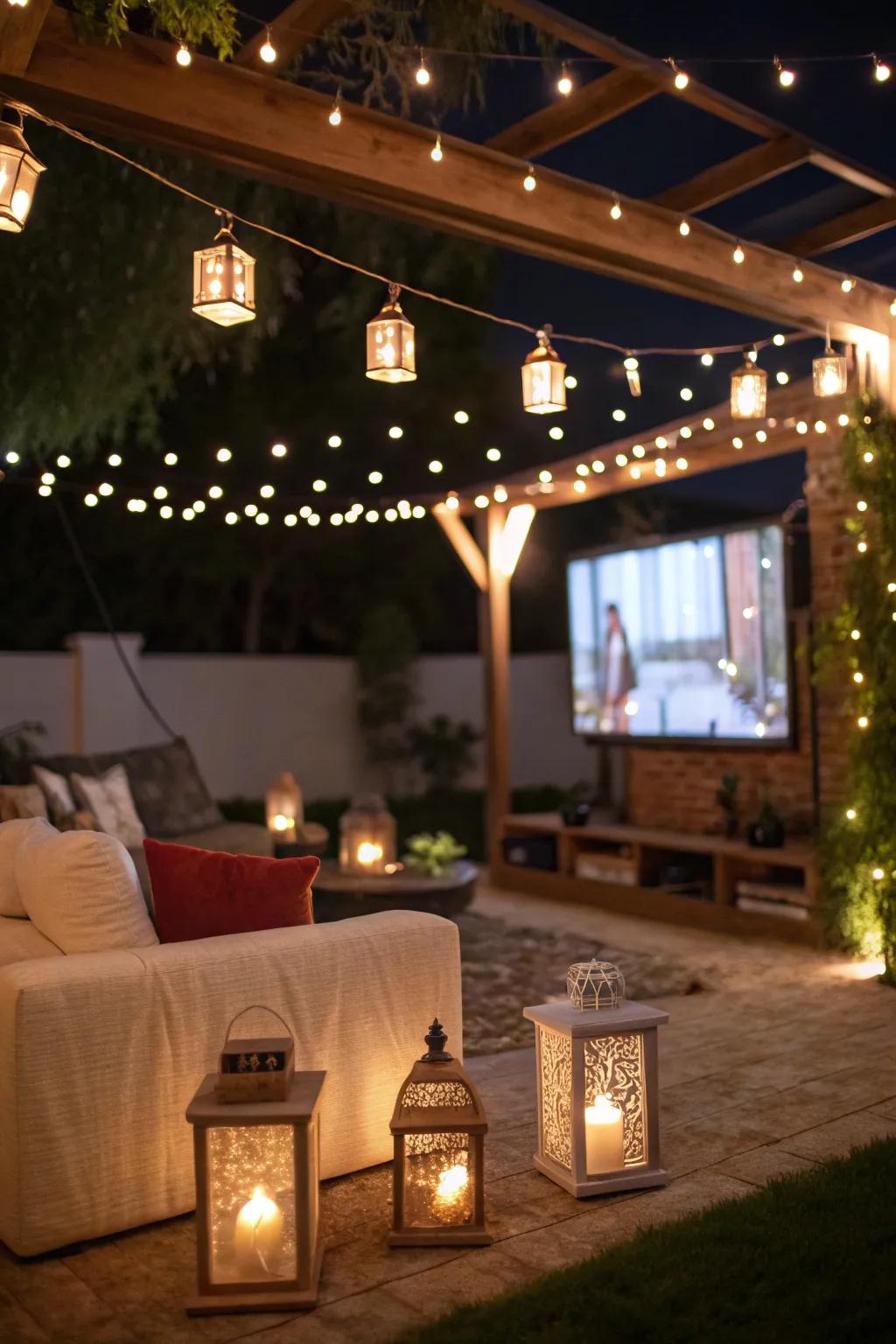 Mood lighting turns your TV space into a magical nighttime getaway.