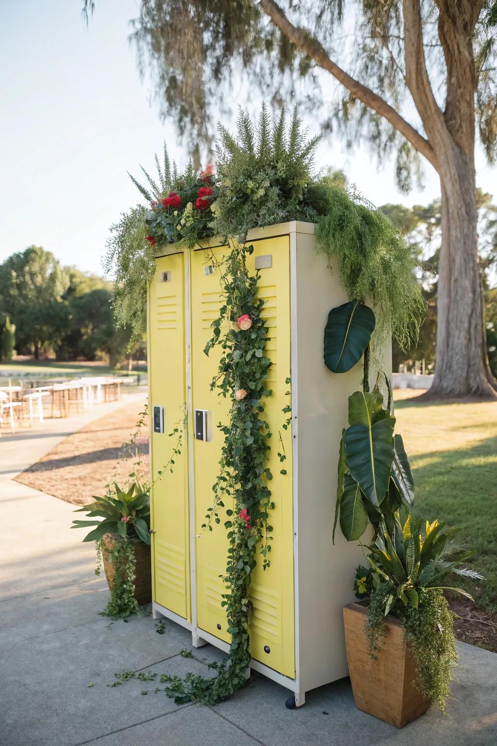 Brighten up your locker with faux greenery.