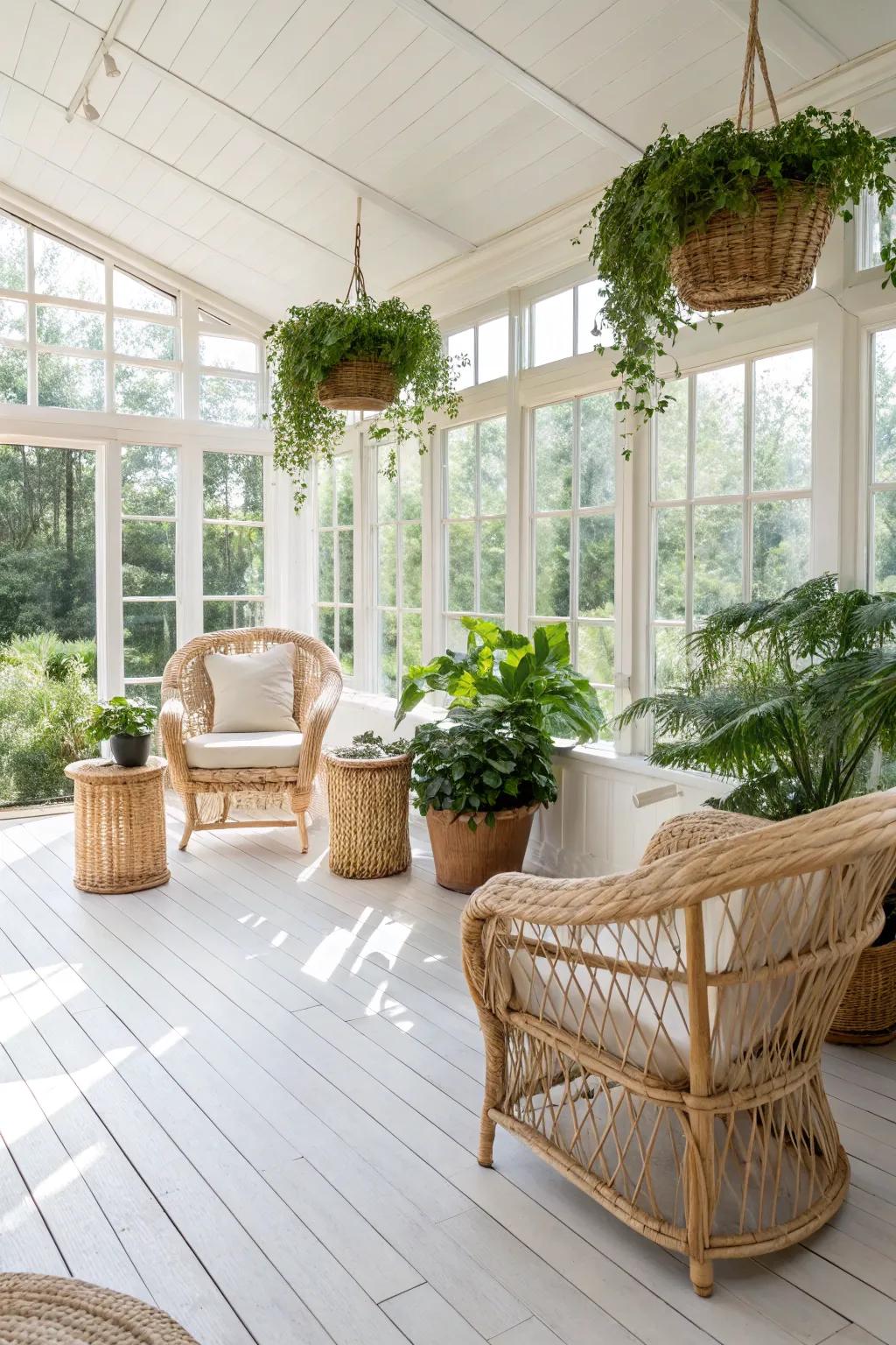 Whitewashed floors brighten and refresh any space.