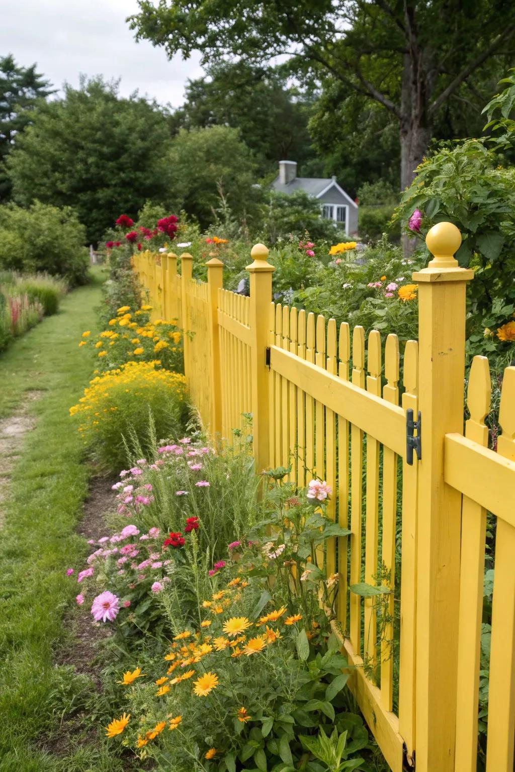 A sunny yellow fence brightens any outdoor space.