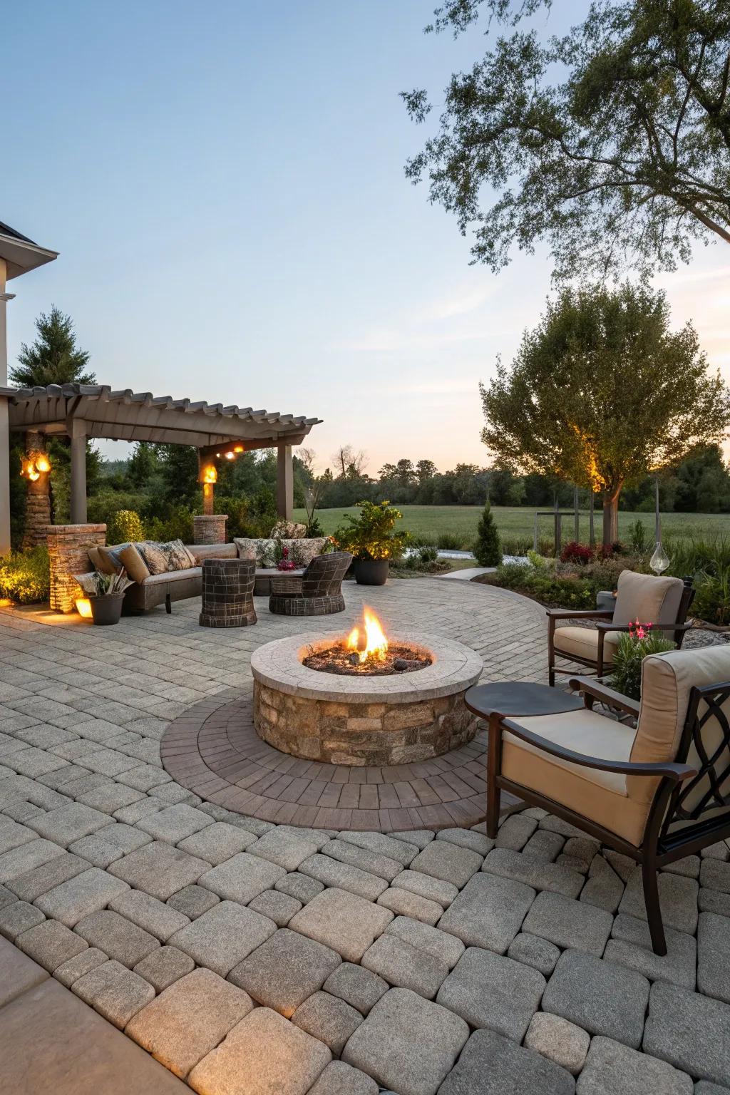 Paved stone flooring offers a sturdy and fashionable foundation.