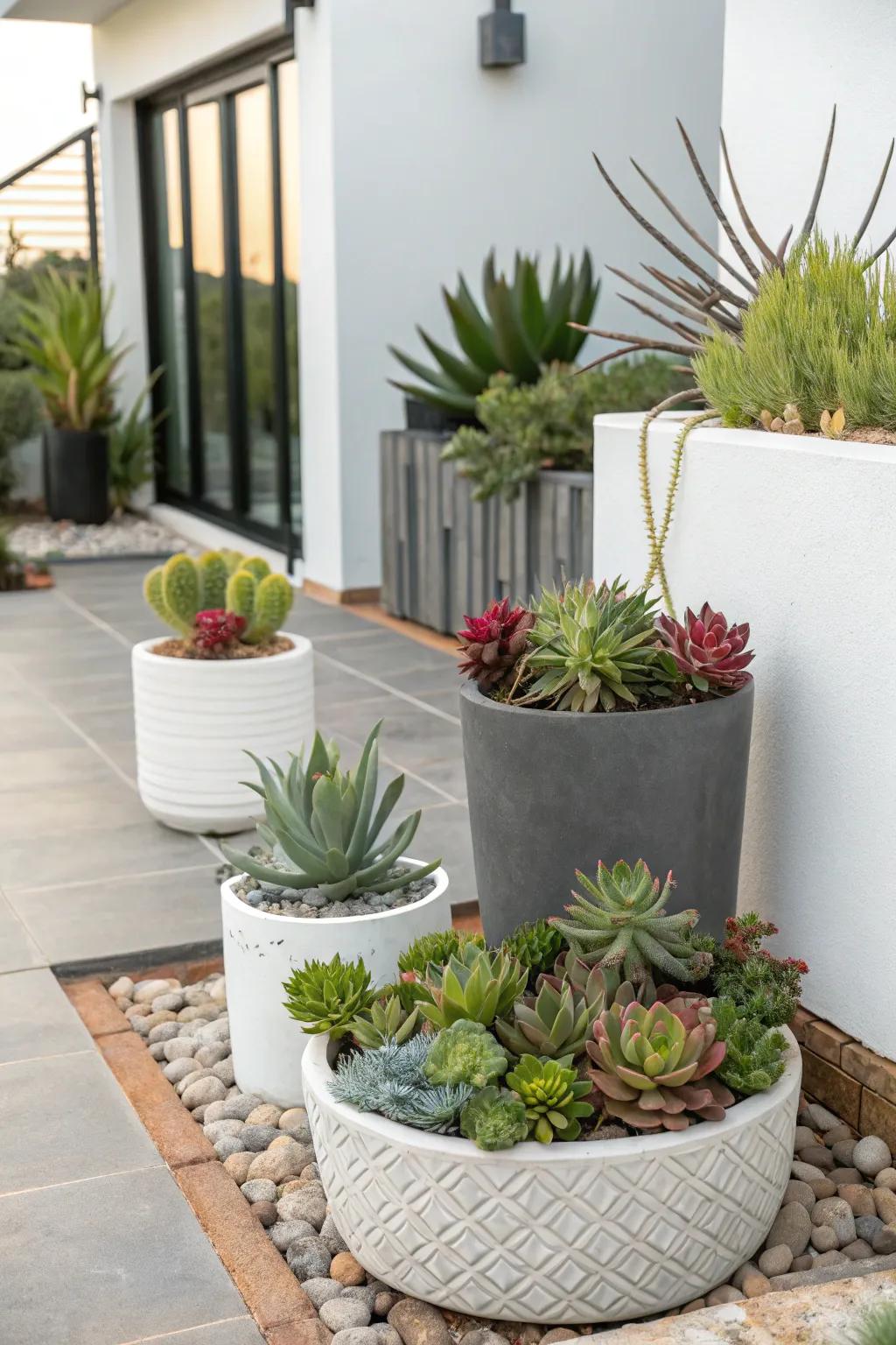 Achieve a modern look with stylish fleshy plants.