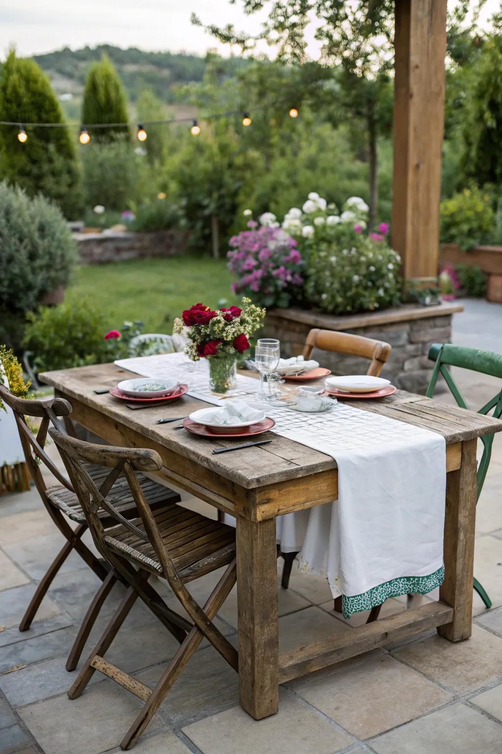A captivating dining setup perfect for outdoor meals.