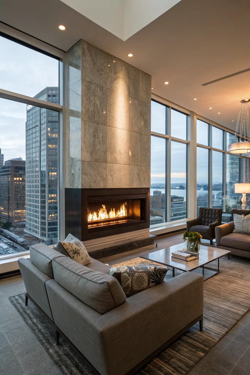 A fireplace adds warmth and distinctiveness.