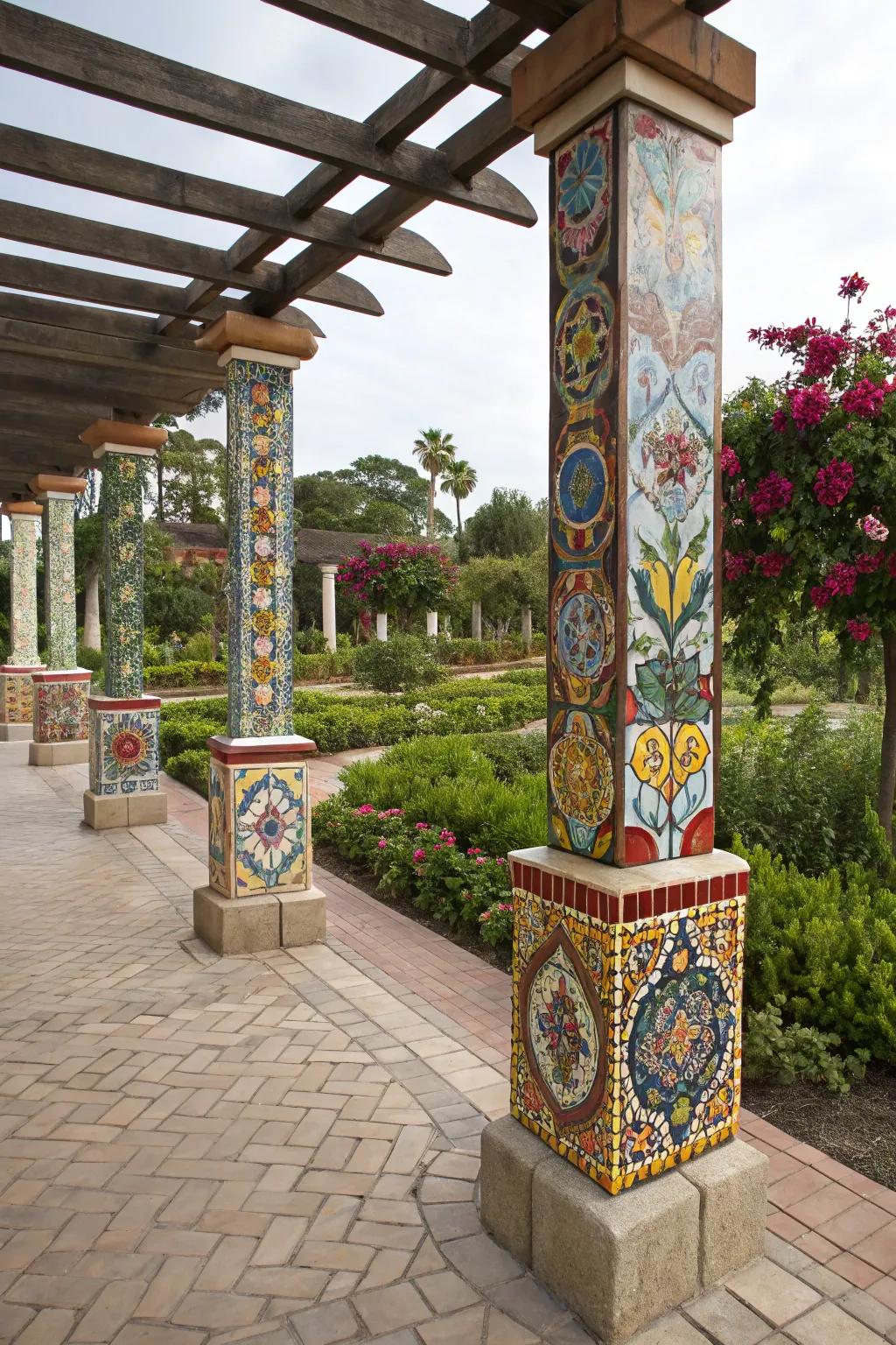 Tile designs present a vibrant, creative decoration.