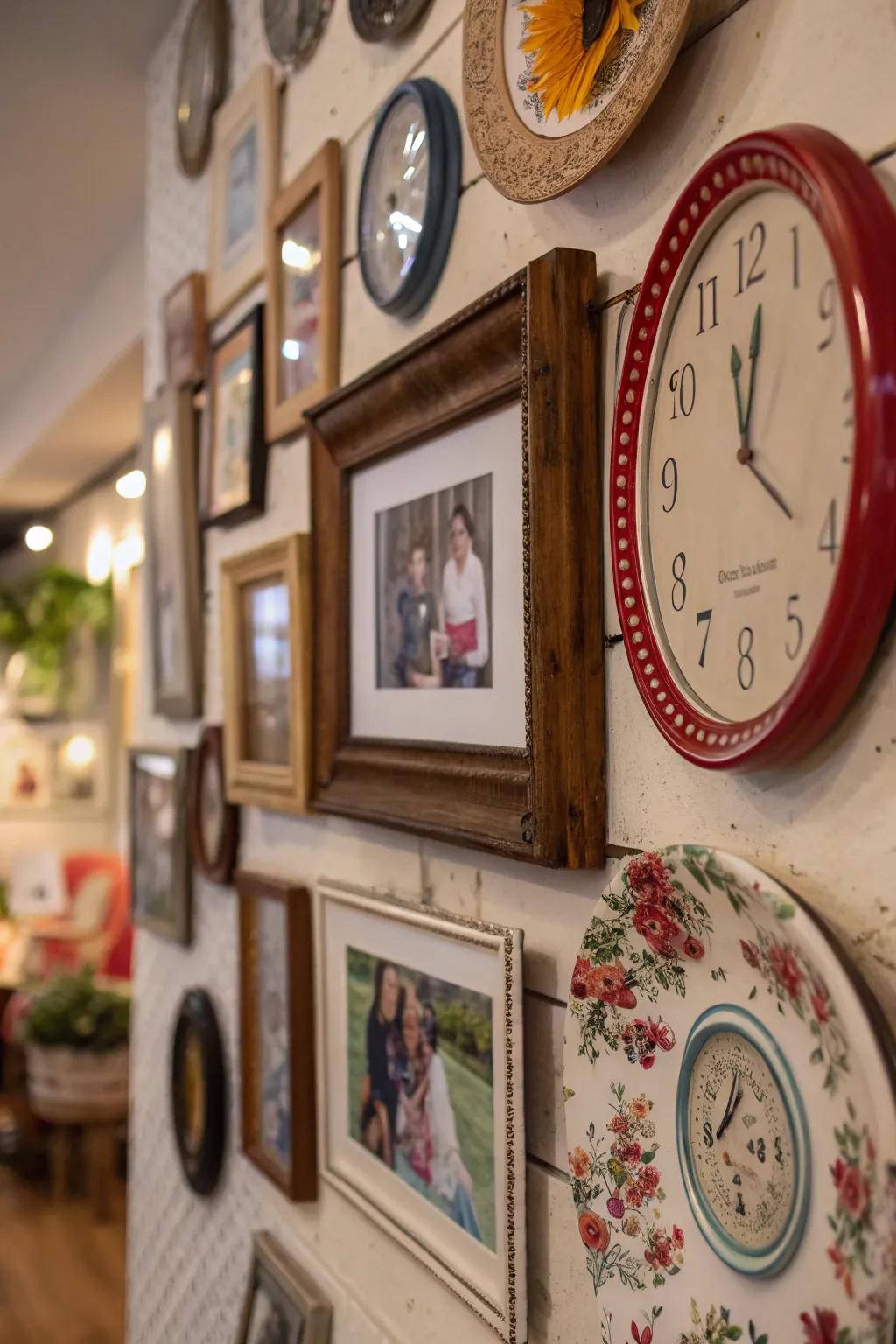 Blended media presentations develop a textured and captivating wall.