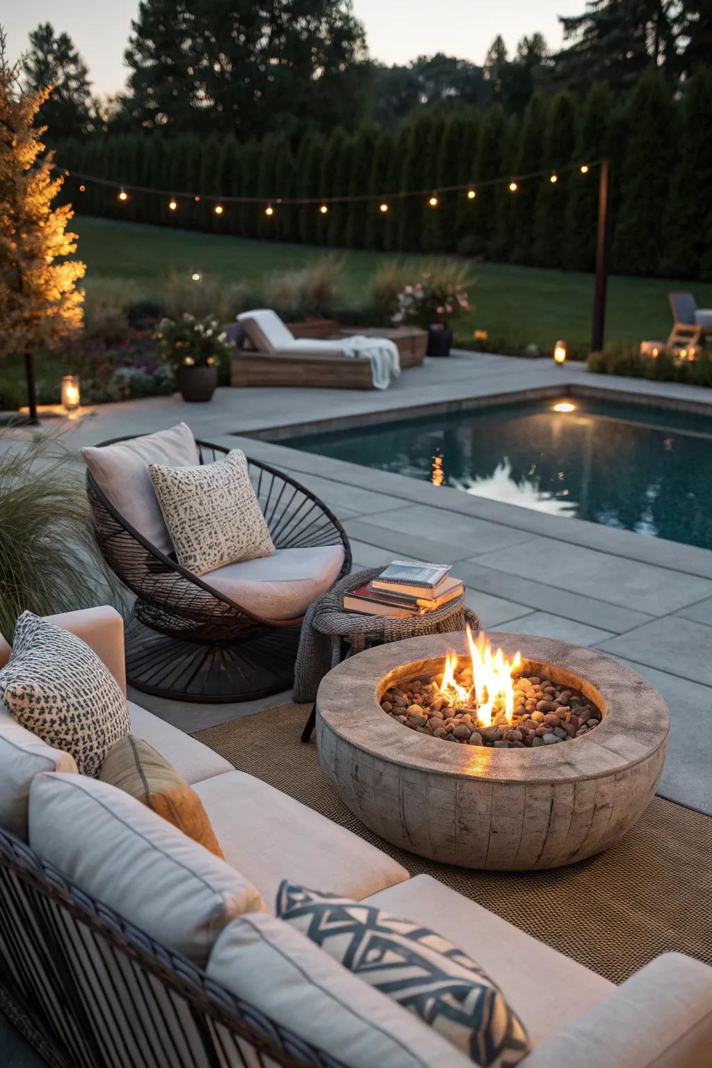 Keep warm during cool evenings with a stylish fire pit.