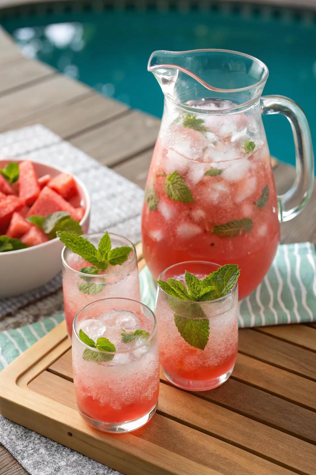 Quench your thirst with a sparkling fruit drink.
