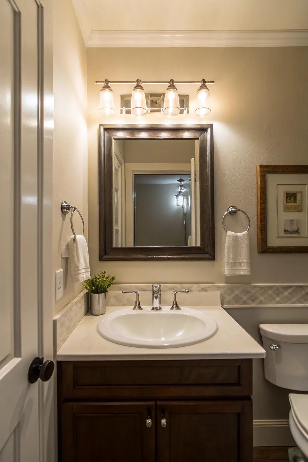 Task lighting around the sink is both flattering and practical.