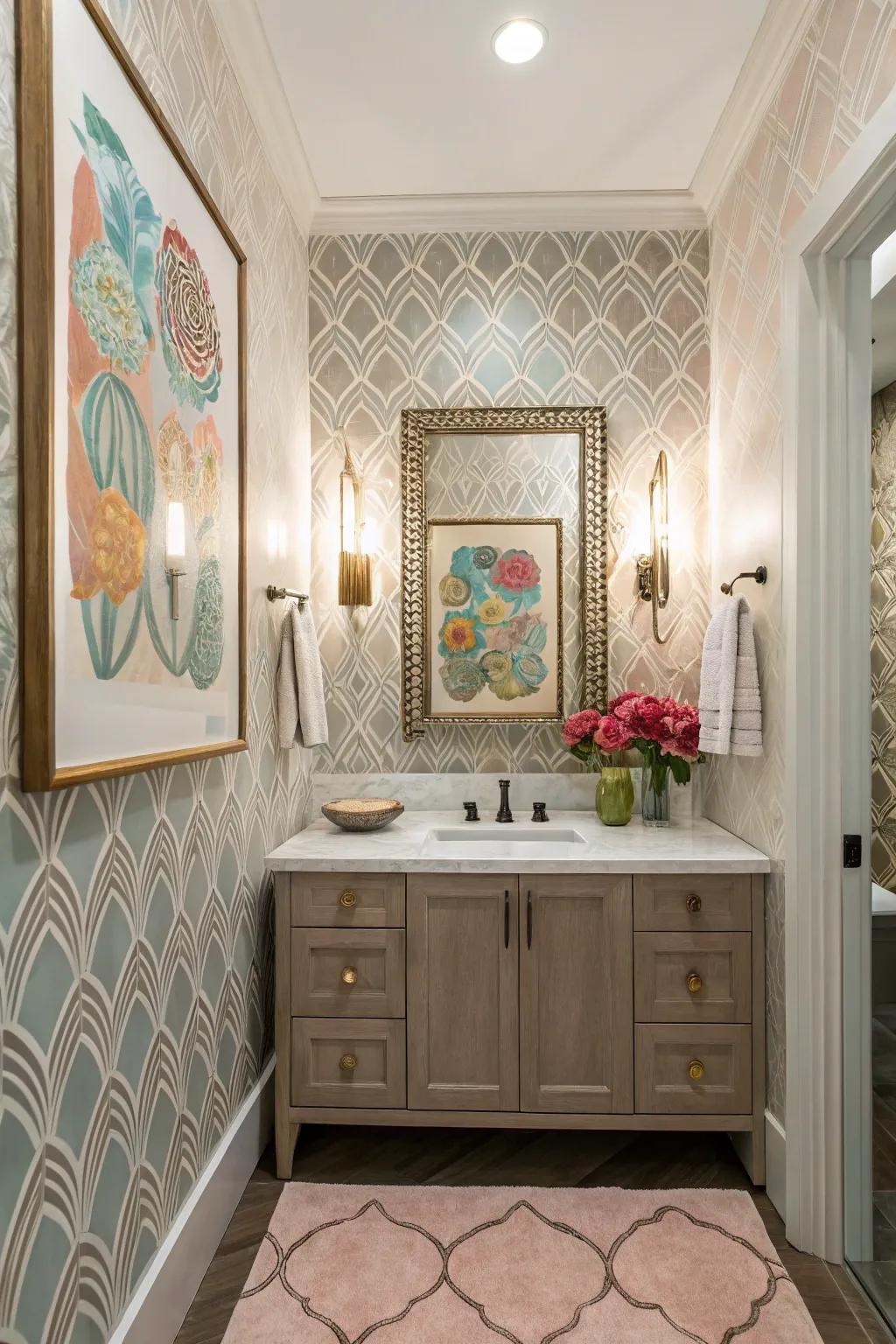 Creative wallpaper designs can evoke a gallery-like atmosphere.