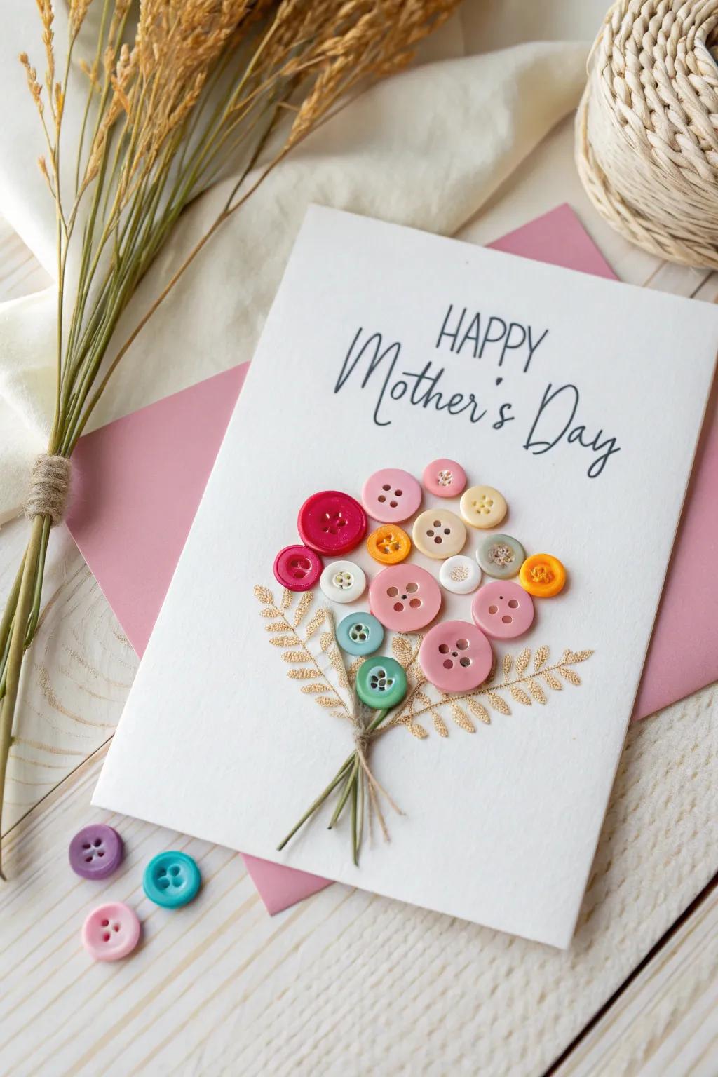 Celebrate Mother's Day with a touch of crafty elegance &ndash; button flower art cards that charm with simplicity and color.